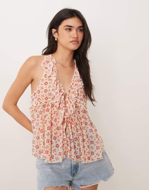 Free People - Fearless - Top senza maniche in maglia color avorio combo