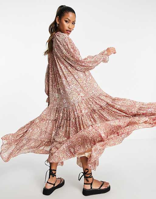 free people maxi dress floral Bluebell by People, Size: XL Smocked back Free People One Ciella Printed