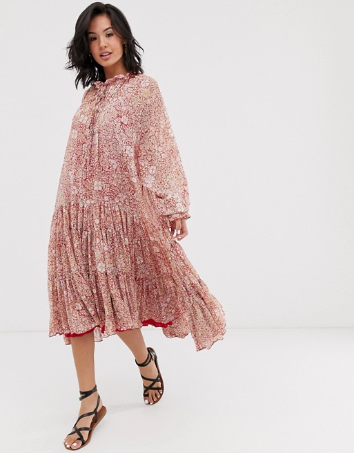 Free People feeling groovy tiered floral maxi dress