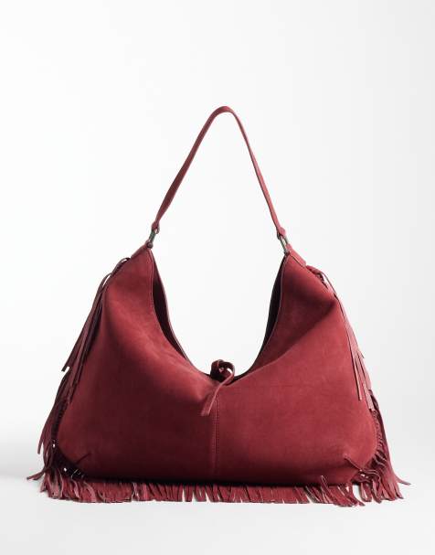 Free People Finn fringe shoulder bag in chilled merlot - view 1