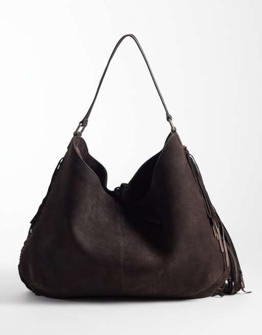 Free People Finn fringe shoulder bag in espresso, 4 of 4