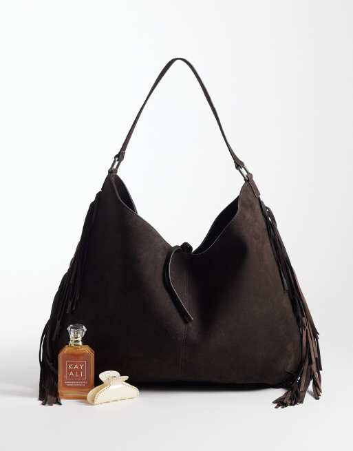 Free People Finn Schultertasche mit Fransen in Espresso, 2 von 4