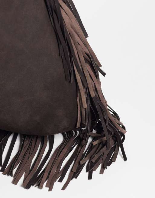 Free People Finn Schultertasche mit Fransen in Espresso, 3 von 4