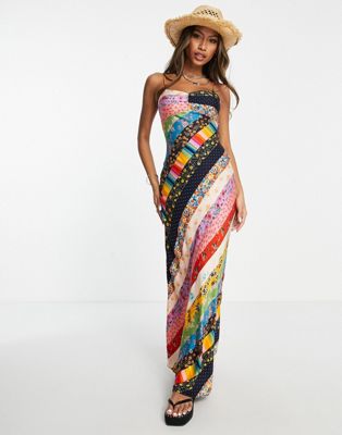 Free People Fiona rainbow patchwork maxi dress in multi