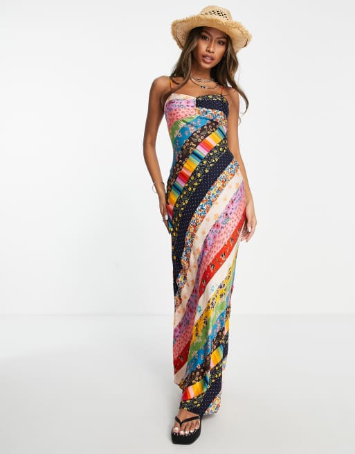 Free People Fiona rainbow patchwork maxi dress in multi | ASOS