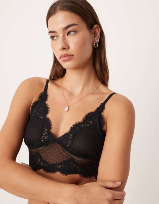 Free People - Fiona - Reggiseno taglio lungo nero in pizzo