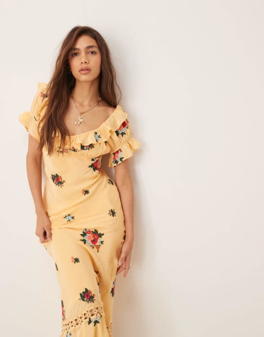 fitted lace wedding dress Sundrenched Short-Sleeve Maxi Dress ~ Free People – Arizonia Rose main image 1