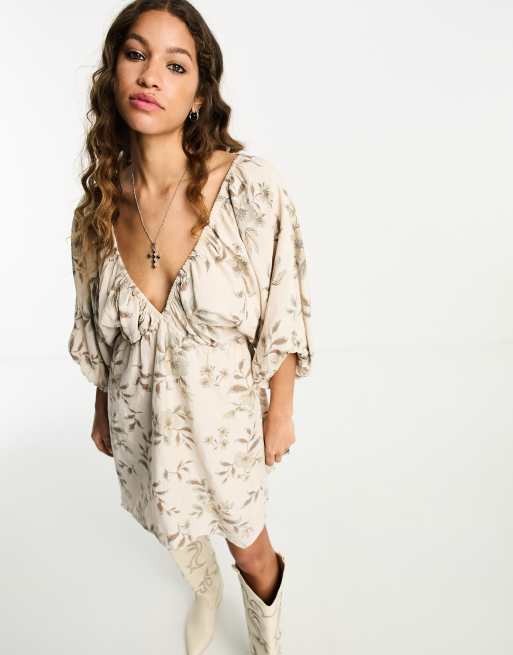 Free people floral wrap hot sale dress