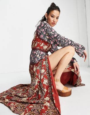 Free People floral print maxi wrap dress in multi