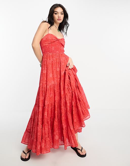 free people maxi dress floral Printed Dixie Josie's Boutique this maxi features a beautifully smocked bodice that offers a flattering FREE PEOPLE Womens Pink Floral