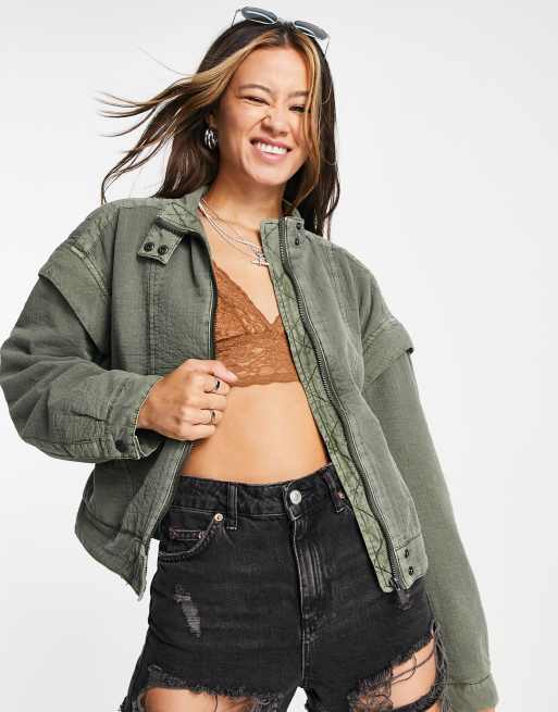Free People – Florence – Oliwkowa kurtka bomberka, 2 z 4
