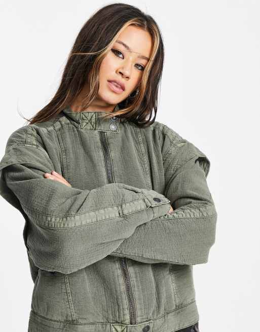 Free People – Florence – Oliwkowa kurtka bomberka, 4 z 4