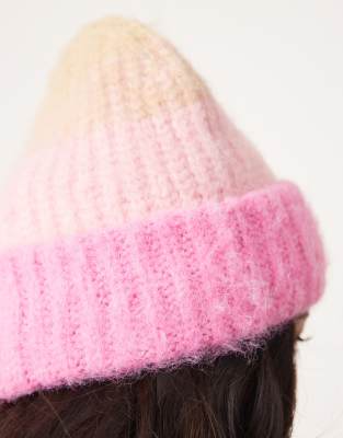 Free People fluffy beanie hat in pink icing | ASOS display picture 1