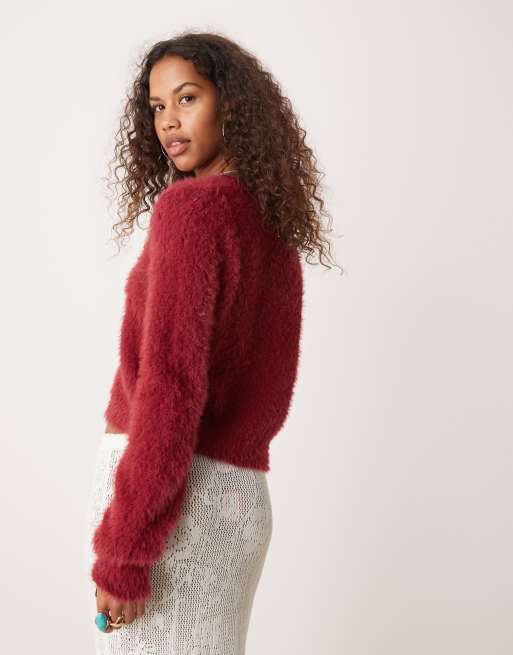 Free People Fuzzy Button good Up Cardigan