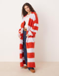 [Free People] Free People fluffy longline oversized cardigan in red and lilac-Multi XS-S POPPY ICE COMBO