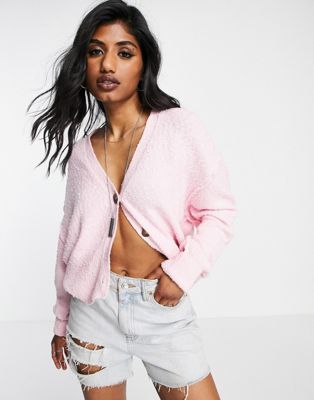 Free People found my friend cardigan in bright pink