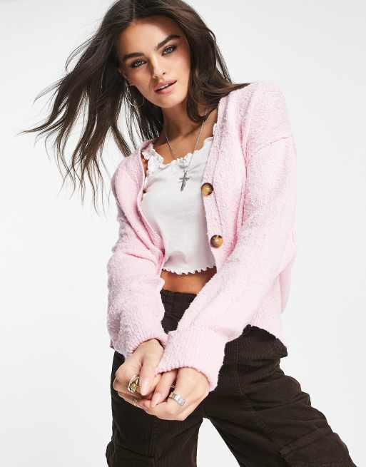 Free People Found My Friend cardigan in pink ASOS