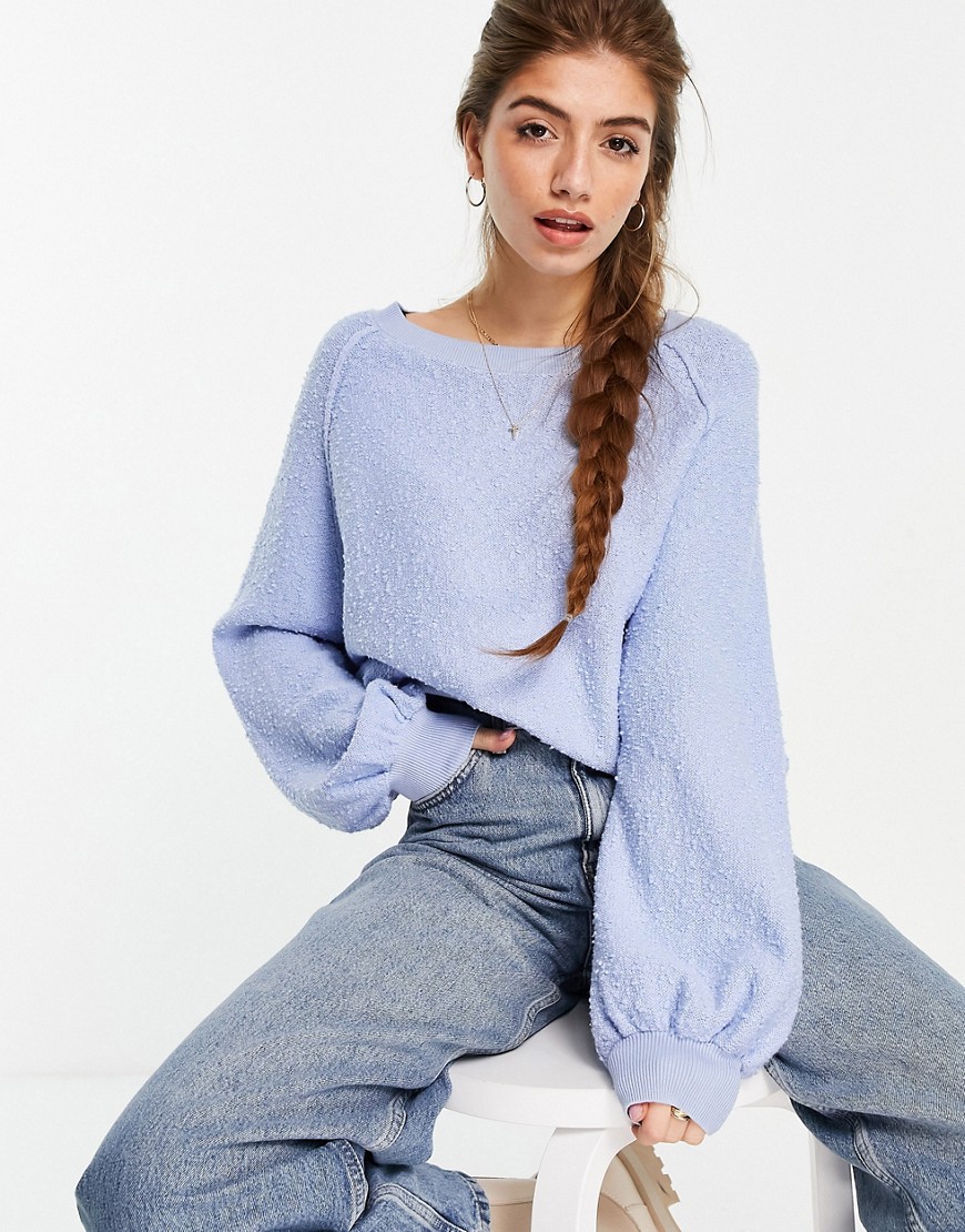 FREE PEOPLE FOUND MY FRIEND SWEATSHIRT WITH BALLOON SLEEVES-BLUES,OB1222468 5413