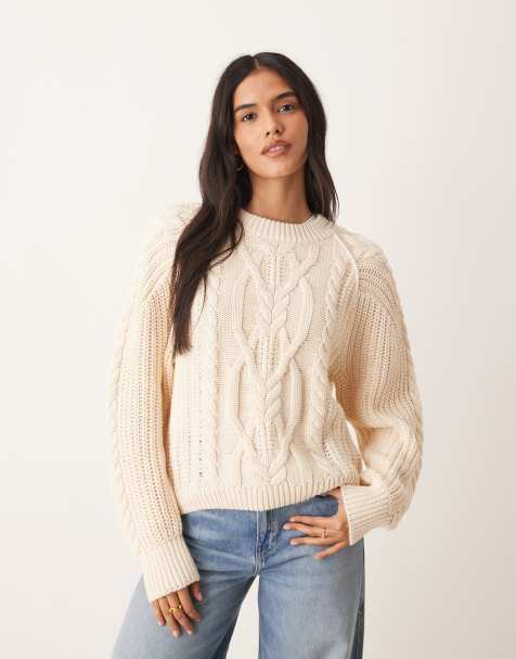 Free People frankie cable jumper in pearl 