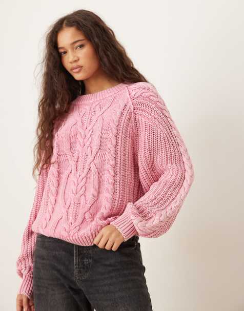 Free People frankie cable knit sweater in rose pink - view 1