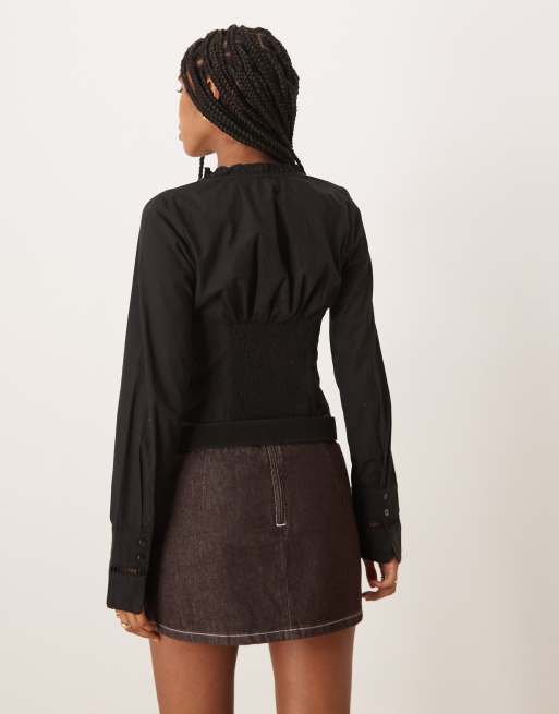 Free People Frankie corset long sleeve top in black , 4 of 4