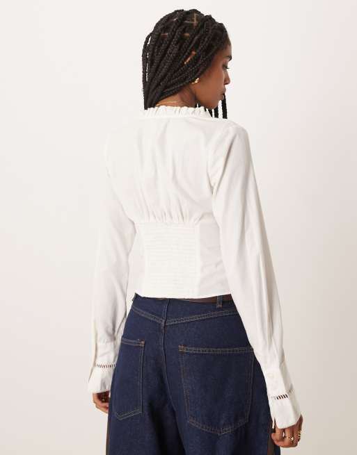 Free People frankie long sleeve corset top in ivory , 4 of 4