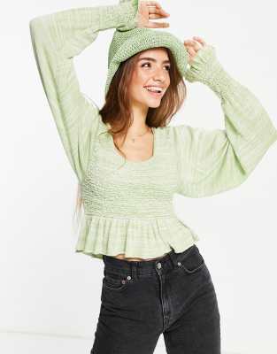 Free People Free People free spirit blouse with shirring-Green