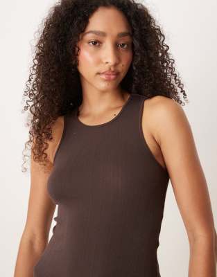 Free People fresh in love lettuce edge tank top in brown | ASOS