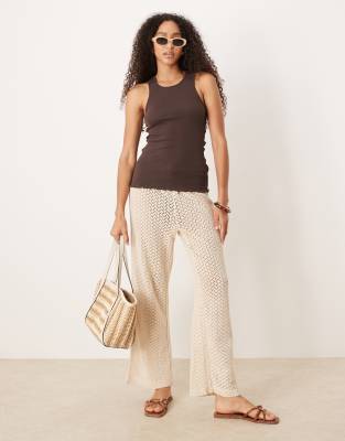 フリーピープル Free People Fresh In Love Tank レディース シャツ トップス Brown Free People fresh in love lettuce edge tank top in brown | ASOS