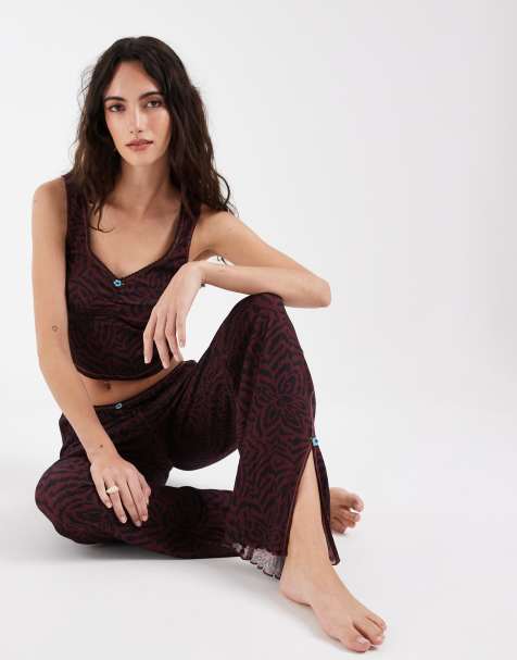Free People Intimately FP fresh in love lounge set in black combo - MULTI