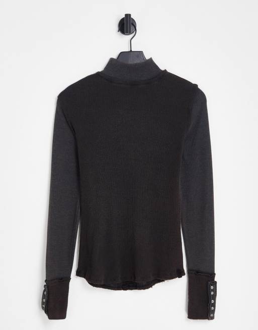 Free People freya long sleeve top in black 