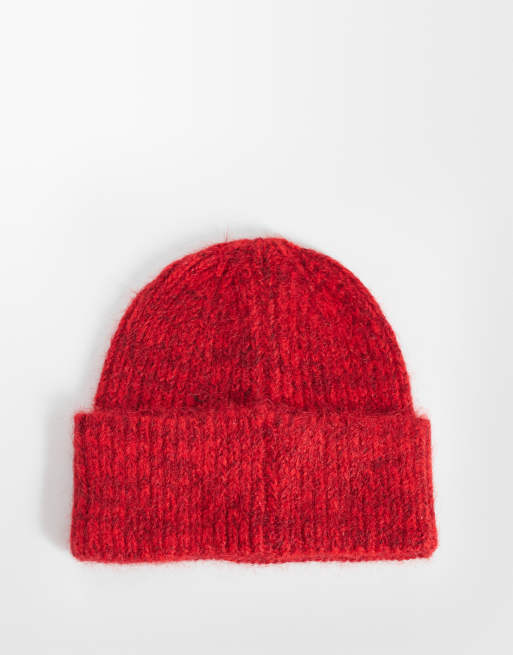 Free People frostline beanie hat in red, 3 of 3