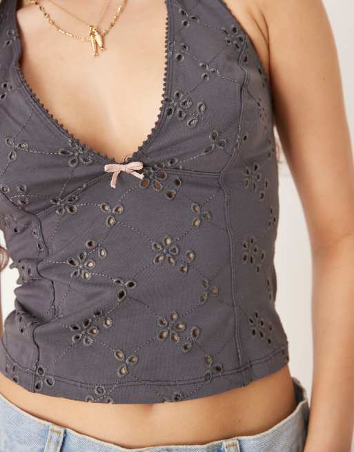 Free People - Full Bloom - Blommefarvet top med halterneck, 3 af 4