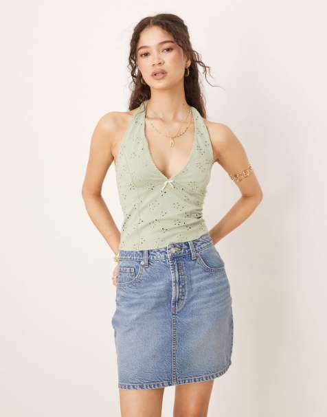Free People full bloom halter top in green - view 1