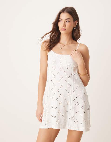 Free People full bloom pointelle mini slip dress in ivory - view 1