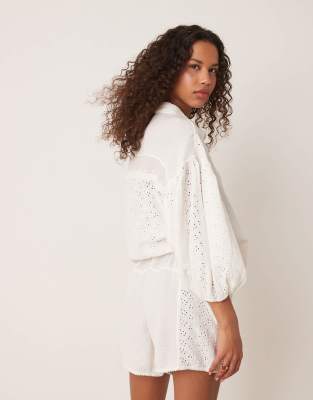 Free People Full Bloom Pointelle Shorts In White