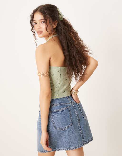 Free People – Full Bloom – Zielony top z dekoltem halter, 2 z 4