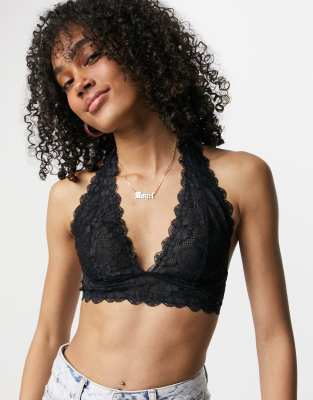 Free People Galloon Halter - Pink Lace Bralette - Halter Bralette - Lulus