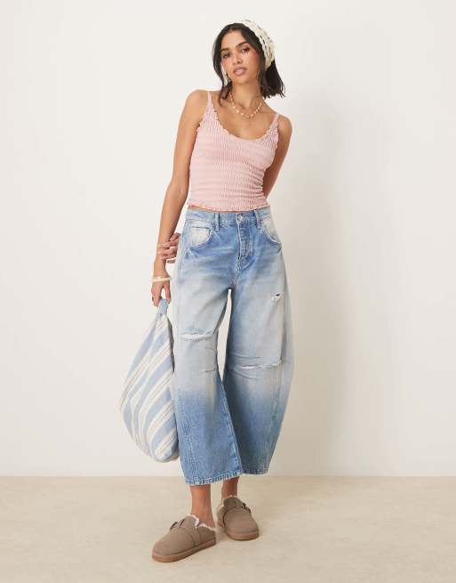 Free People – Gesmoktes nahtloses Tanktop in Nebelrosa, 2 von 4