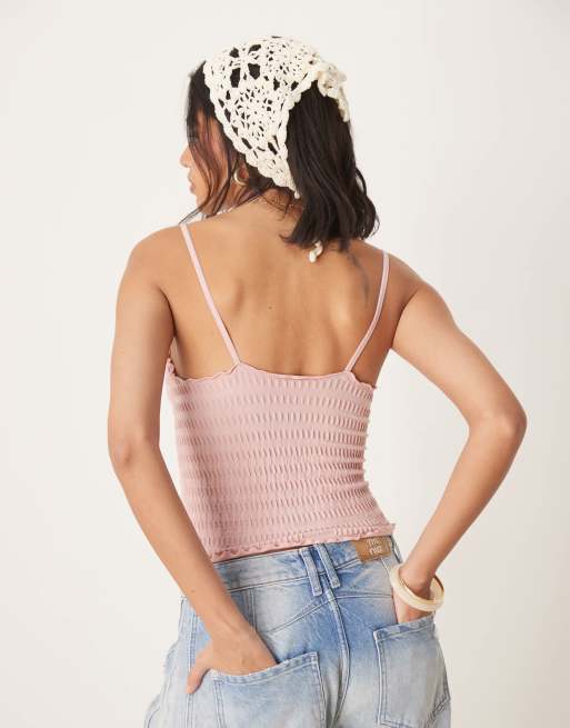 Free People – Gesmoktes nahtloses Tanktop in Nebelrosa, 3 von 4