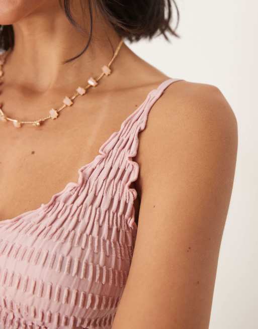 Free People – Gesmoktes nahtloses Tanktop in Nebelrosa, 4 von 4