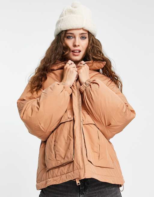 Free People - Giacca bomber color pesca in piumino
