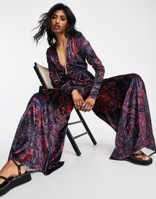 Free people black velvet 2024 jumpsuit