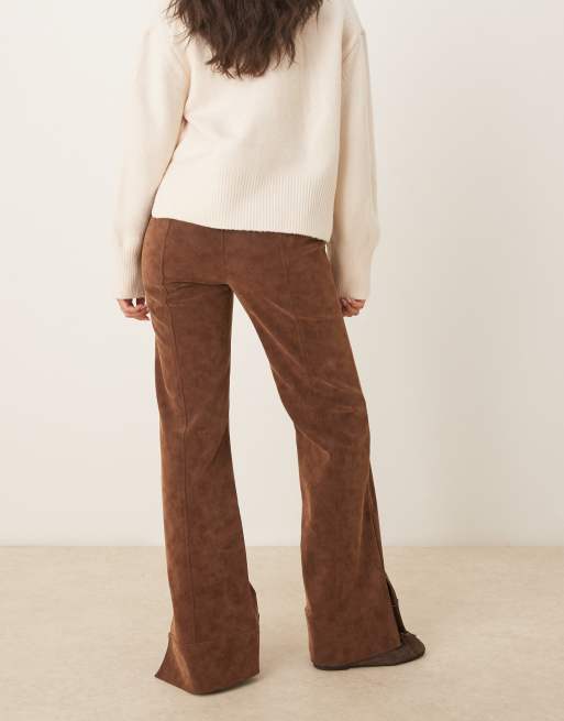 Free People Glow Up suede flared pants in brown, 3 of 5