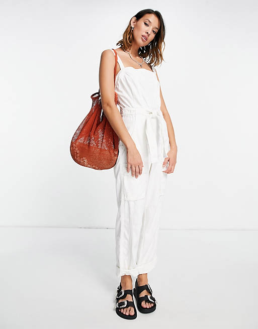 Free People Go West utility jumpsuit in white
