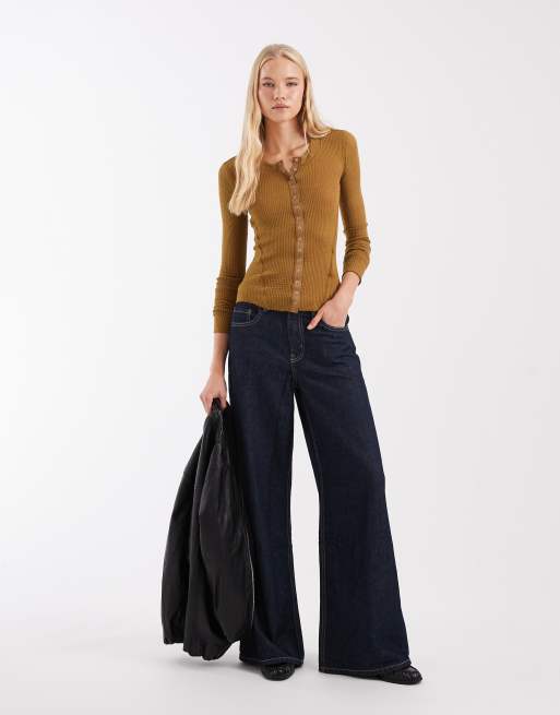 Free People going places button down cardigan in mustard yellow, 2 of 4