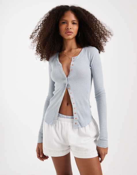 Free People going places cardigan in sky blue - view 1