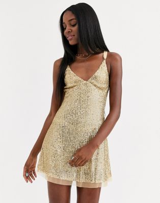 gold sequin mini dress
