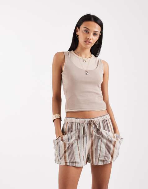 Free People good fortune striped shorts in washed blue combo - view 1