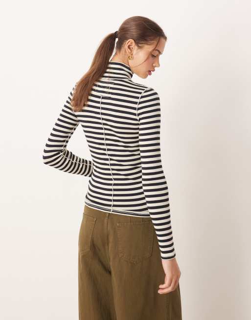 Free People Good Good high turtleneck long sleeve top in black stripe, 2 of 4